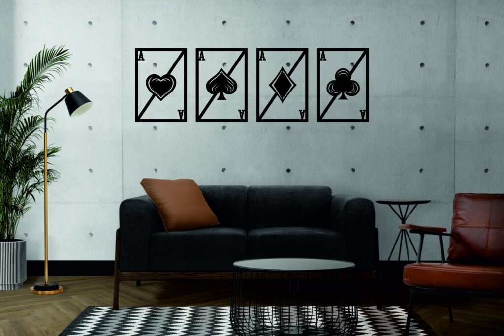 FONDO4 Set Ases de Baraja – 4 piezas, 120 × 40 cm